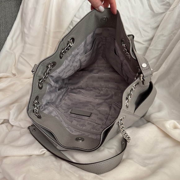 Michael by Michael Kors Grey Pebble Tote Purse with silver chain hardware NWOT - Picture 6 of 12